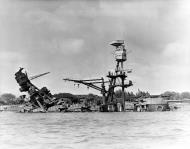 Asisbiz USS Arizona (BB 39) burned out and sunk remains after Pearl Harbor attack 10th Dec 1941 NH 64473