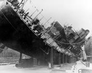 Asisbiz USS Cassin (DD 372) under salvage in Drydock One Pearl Harbor 23rd Jan 1942 NH 55061