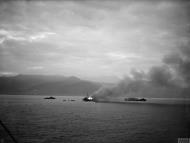 Asisbiz Landing ships SS Cathy and SS Karanja on fire after enemy attack Bougie Harbour operation Torch IWM A12832