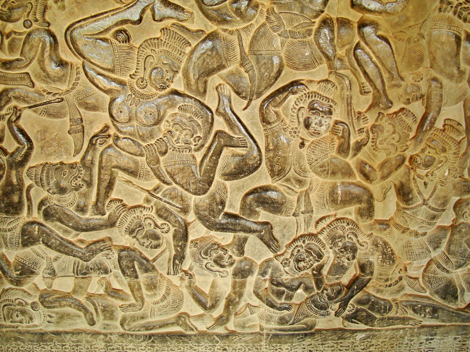 Angkor Wat Bas relief W Gallery N Wing Battle of Lanka 51