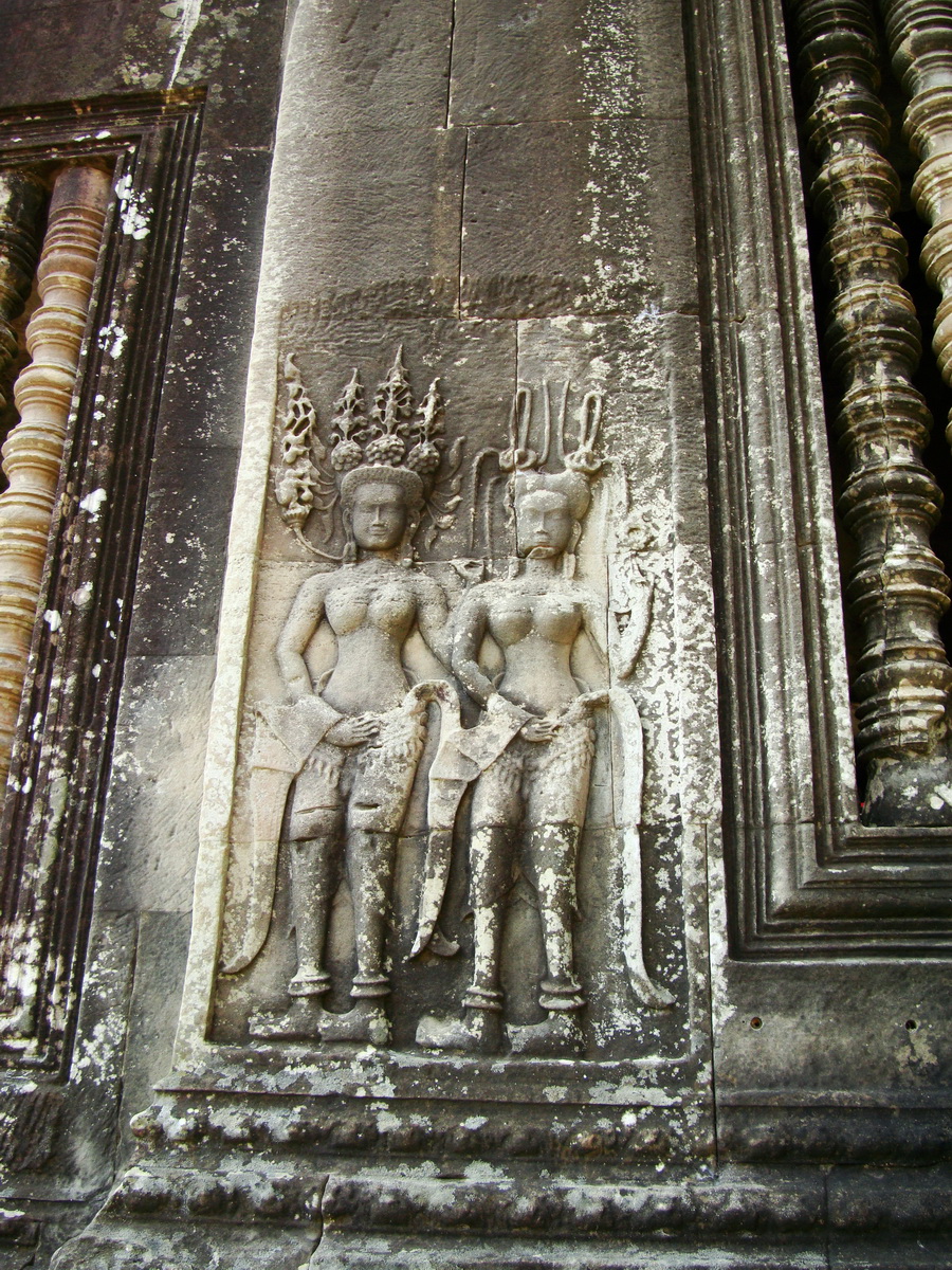 Angkor Wat Khmer architecture bas relief devatas Siem Reap 10