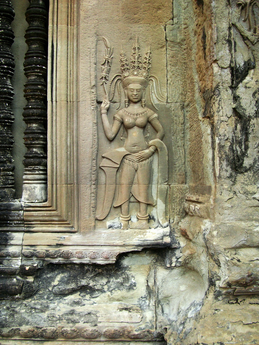 Angkor Wat Khmer architecture bas relief devatas Siem Reap 12