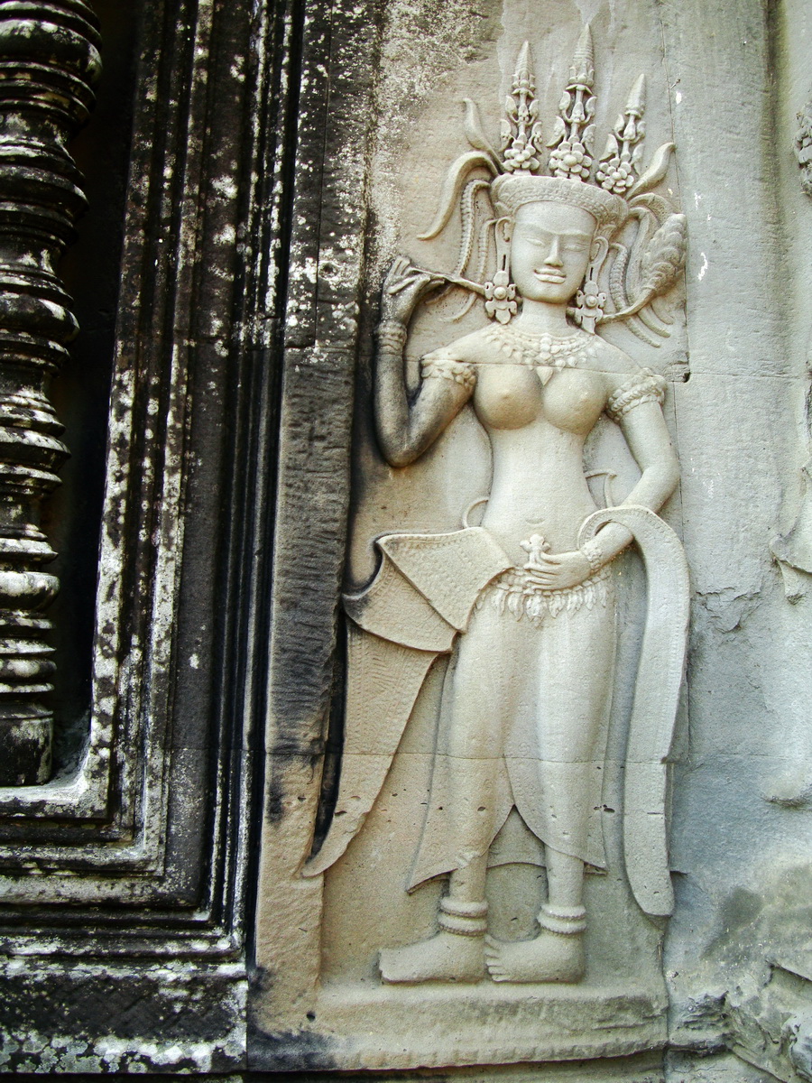 Angkor Wat Khmer architecture bas relief devatas Siem Reap 35