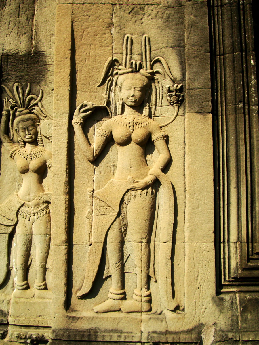 Angkor Wat Khmer architecture bas relief devatas Siem Reap 46