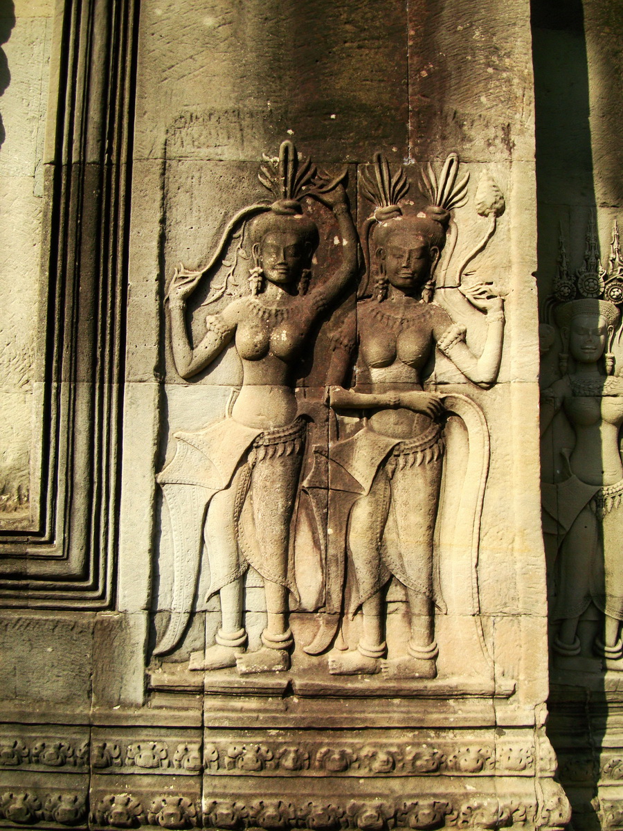 Angkor Wat Khmer architecture bas relief devatas Siem Reap 53