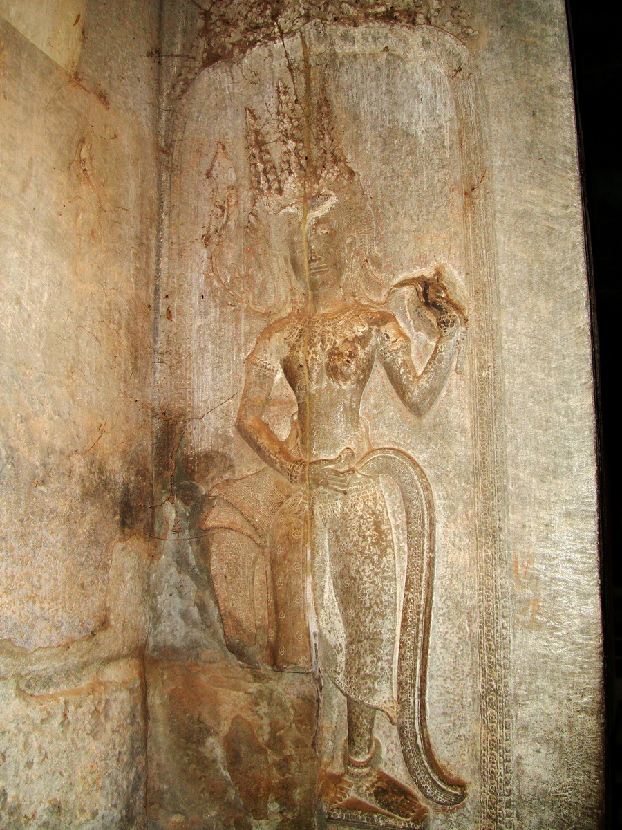Angkor Wat Khmer architecture bas relief devatas Siem Reap 74