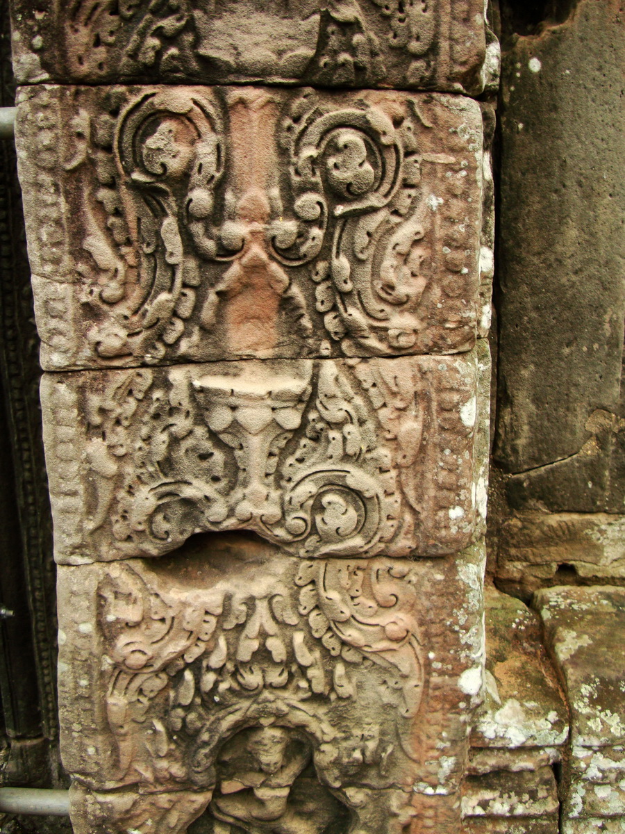 Bayon Temple decorative Bas reliefs Angkor Siem Reap 05