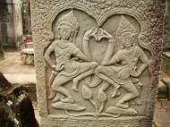 Asisbiz Bayon Temple Bas relief pillars two dancing apsaras Angkor 10