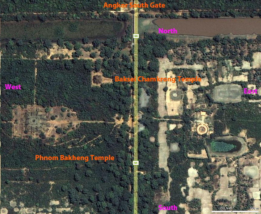 Aerial View of Angkor Phnom Bakheng Temple labeled