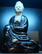 Asisbiz Antique porcelain blue Bodhisattva Avalokitesvara siting meditation Jade Buddha Temple 01