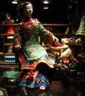 Asisbiz Antique porcelain figurines of the empresses ladies in waiting Jade Buddha Temple 01