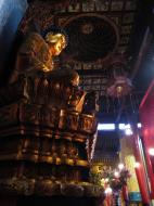 Asisbiz Jade Buddha Temple Grand Hall main Buddhas and ornate ceiling architecture 01