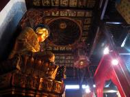 Asisbiz Jade Buddha Temple Grand Hall main Buddhas and ornate ceiling architecture 02