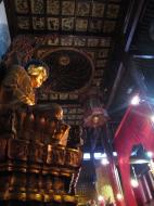 Asisbiz Jade Buddha Temple Grand Hall main Buddhas and ornate ceiling architecture 03