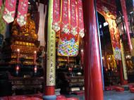 Asisbiz Jade Buddha Temple Grand Hall main Buddhas fabric decorations 02