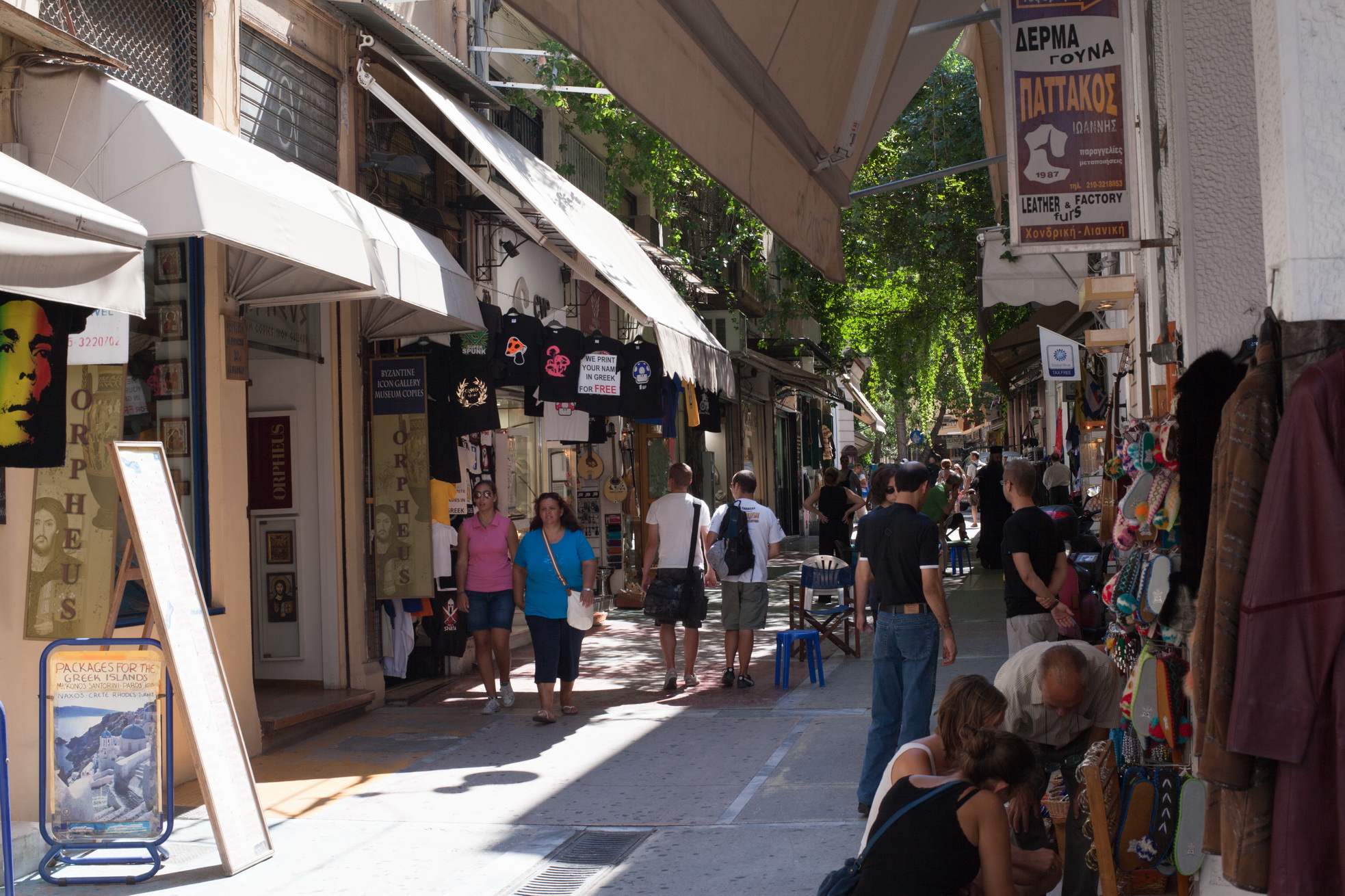 Plaka shops and restaurants Athens Greece 01