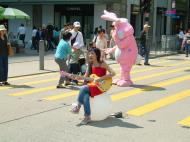 Asisbiz Hong Kong Central music video featuring a local female artist and pink rabbit Oct 2003 02