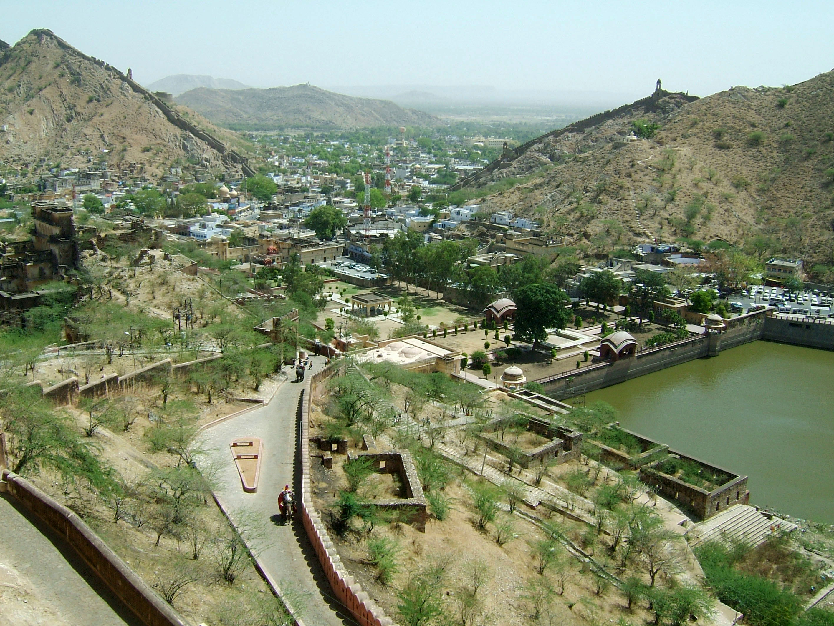 Rajasthan Jaipur Amber Fort views of Maotha lake India Apr 2004 03