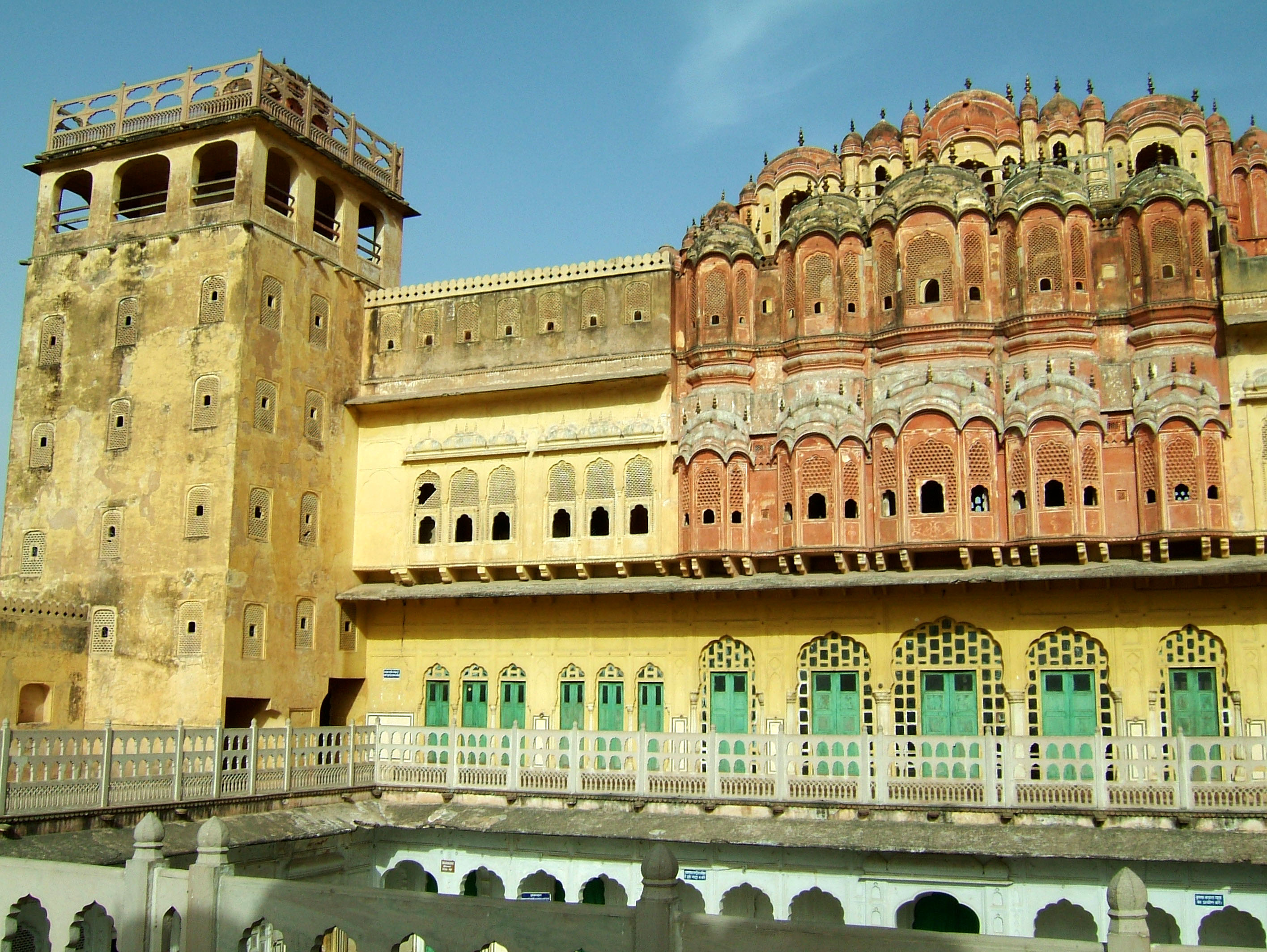 Jaipur Hawa Mahal Palace of Winds fresco artwork India Apr 2004 01