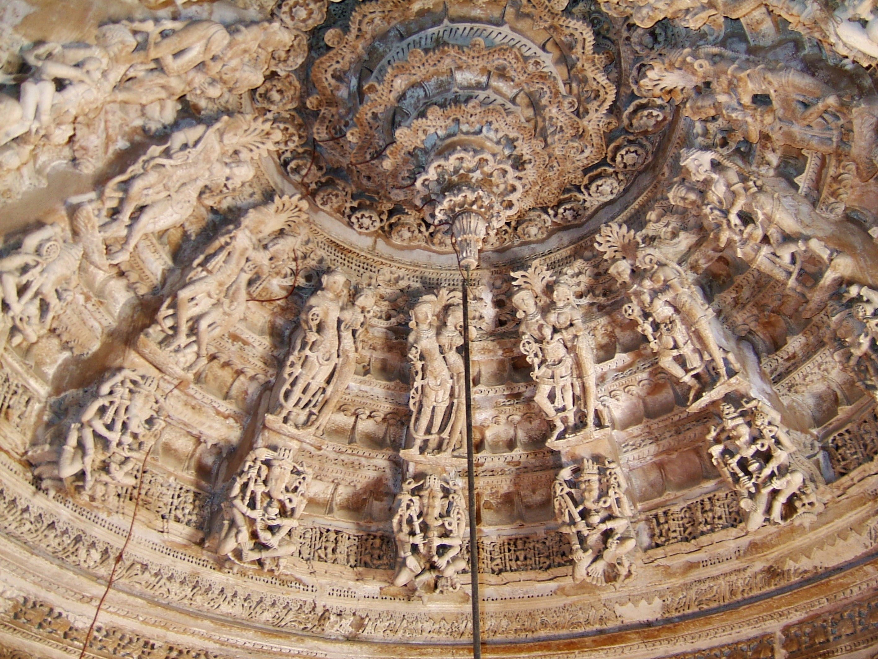 Rajasthan Jaisalmer Fort Jain Temple ceiling engravings India Apr 2004 01