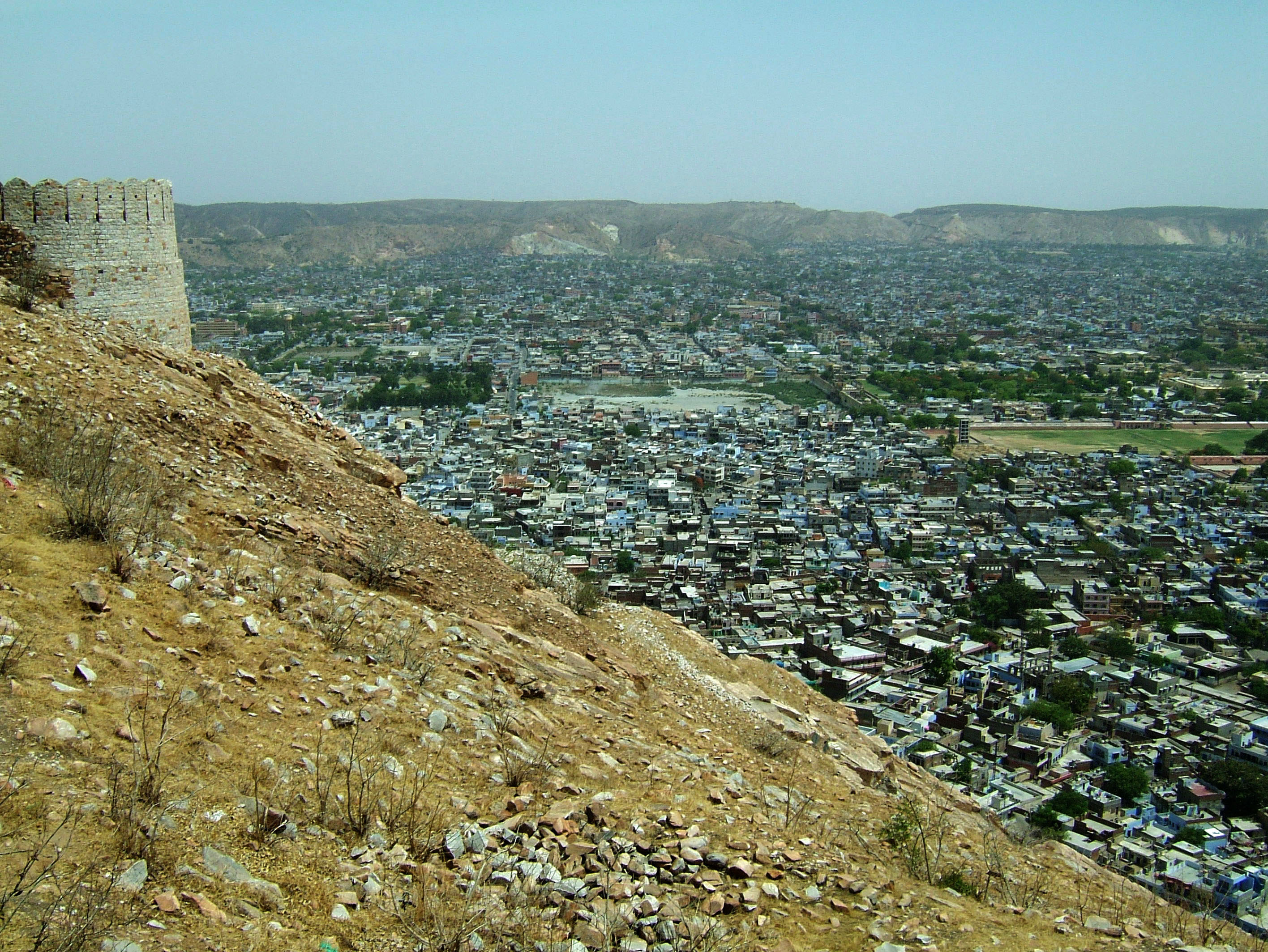 Nahargarh Fort Aravalli Hills overlooking city of Jaipur India Apr 2004 09