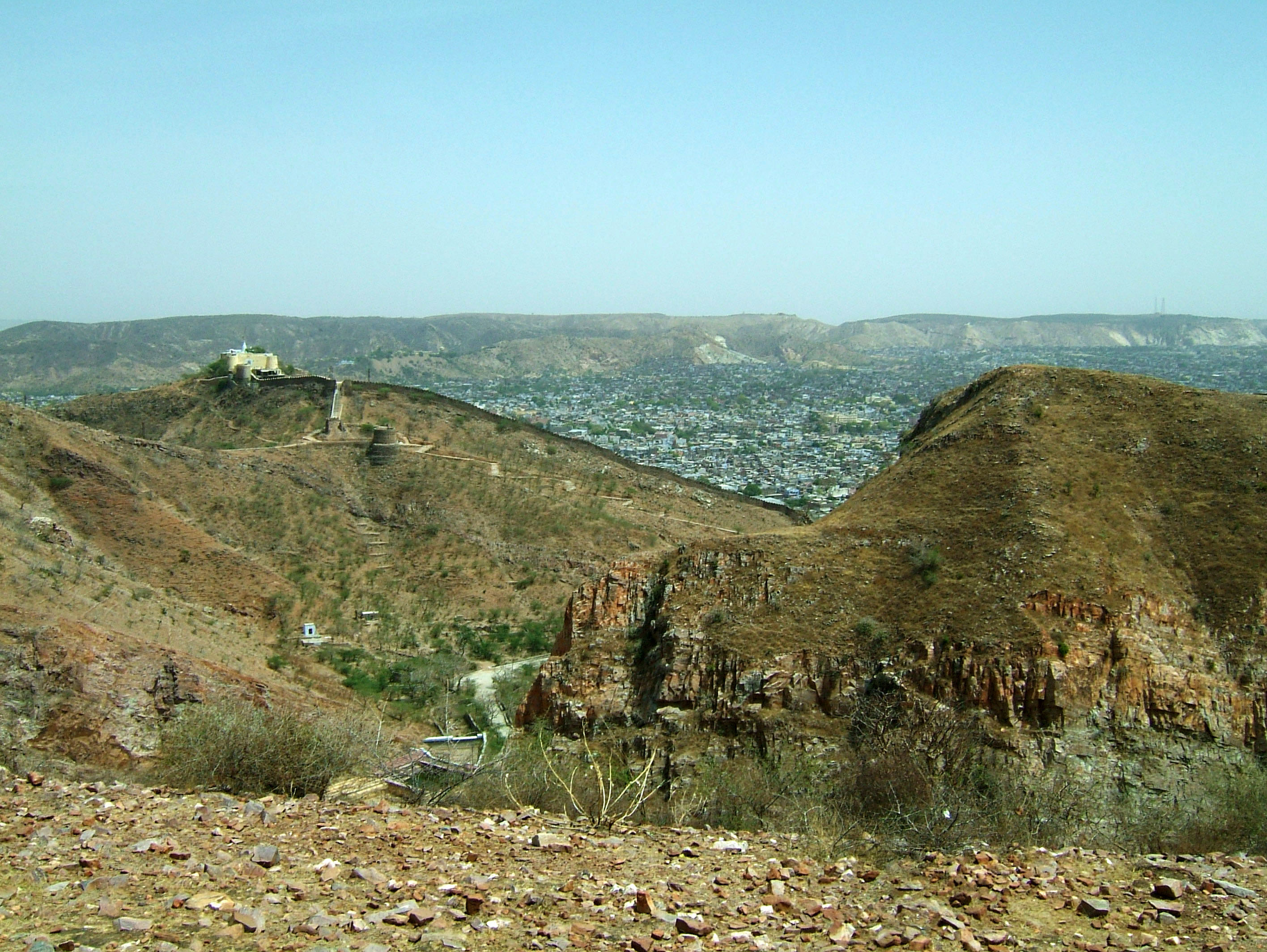 Nahargarh Fort Aravalli Hills overlooking city of Jaipur India Apr 2004 10