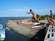 Asisbiz Kids diving of Naujan Estrella bridge Oriental Mindoro Philippines Feb 2006 28