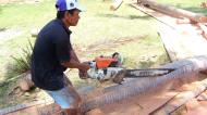 Asisbiz Step by step guide on how to cut straight using chainsaw removing the bark Philippines 02