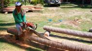 Asisbiz The master shows step by step how to cut straight using chainsaw to produce coco lumber Philippines 02