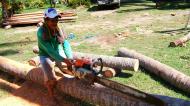 Asisbiz The master shows step by step how to cut straight using chainsaw to produce coco lumber Philippines 05