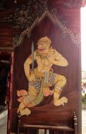 Asisbiz Grand Palace temple doors Gold leaf Buddhist paintings Bangkok Thailand 04