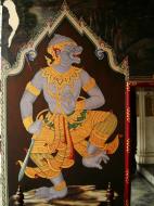 Asisbiz Grand Palace temple doors Gold leaf Buddhist paintings Bangkok Thailand 05