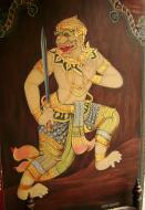 Asisbiz Grand Palace temple doors Gold leaf Buddhist paintings Bangkok Thailand 07