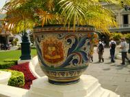 Asisbiz Grand Palace beautifully designed Chinese Mosaic flower pots Bangkok 01