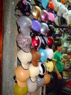 Asisbiz Vietnam Ho Chi Minh City motorbike helmet fashion Feb 2009 04