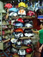 Asisbiz Vietnam Ho Chi Minh City motorbike helmet fashion Feb 2009 05