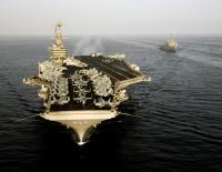 Asisbiz USN color photo Aircraft Carrier USS John C Stennis (CVN 74) with Transport Dock Ship USS Denver (LPD 9)