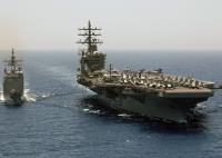 Asisbiz USN color photo USS Anzio (CG 68) and the Aircraft Carrier USS Dwight D Eisenhower (CVN 69) May 2007