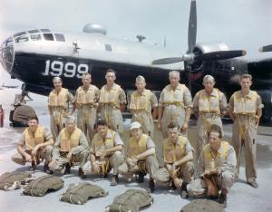 Asisbiz WWII color photo of USAAF 44 61999 Boeing B 29A Superfortress 91SRG16SRS coverted to F 13A England 01
