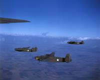 Asisbiz WWII color photo of USAAF 41 24102 B 24D Liberator during a training flight over America 01
