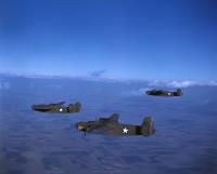 Asisbiz WWII color photo of USAAF 41 24102 B 24D Liberator during a training flight over America 02