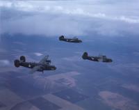 Asisbiz WWII color photo of USAAF 42 63764 B 24D Liberator during a training flight over America 01