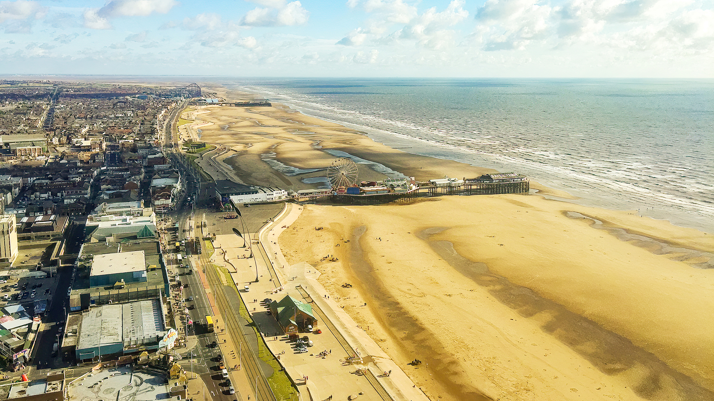 Iconic places UK Blackpool central pier viewed from Blackpool tower England United Kingdom Jul 2015 02
