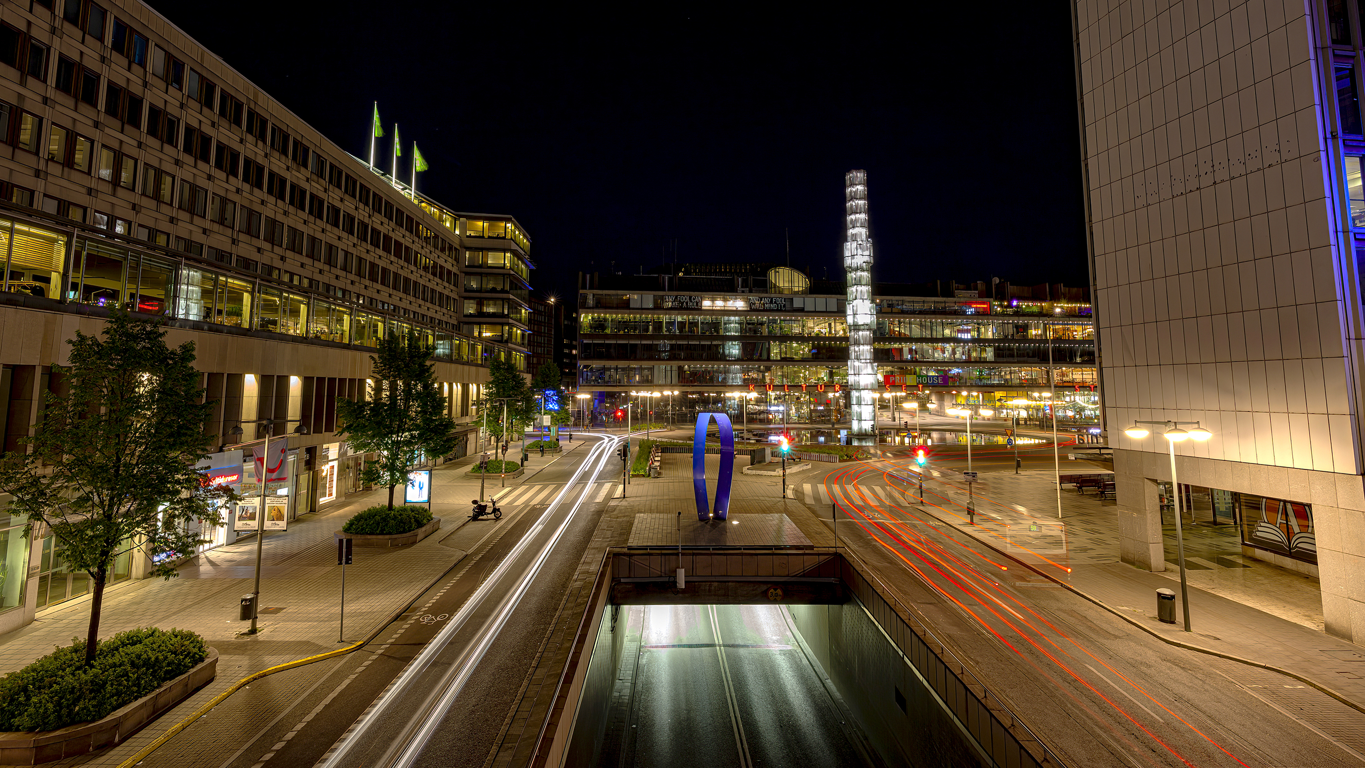 Night photography cityscapes Sweden Stockholm Sergels torg July 2012 02