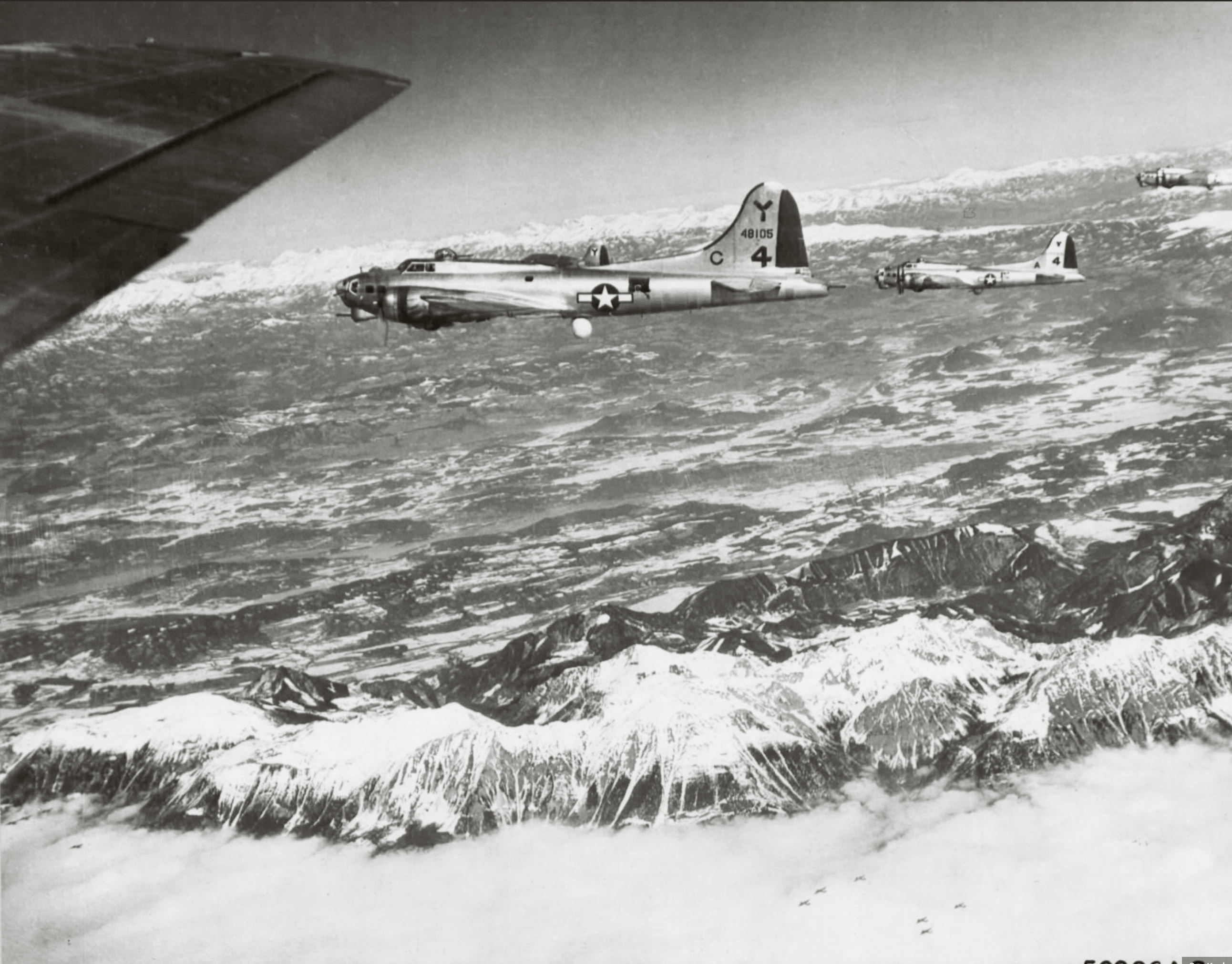 44-8105 B-17G Fortress 15AF 301BG353BS based at Lucera in formation over Italy 1944 01