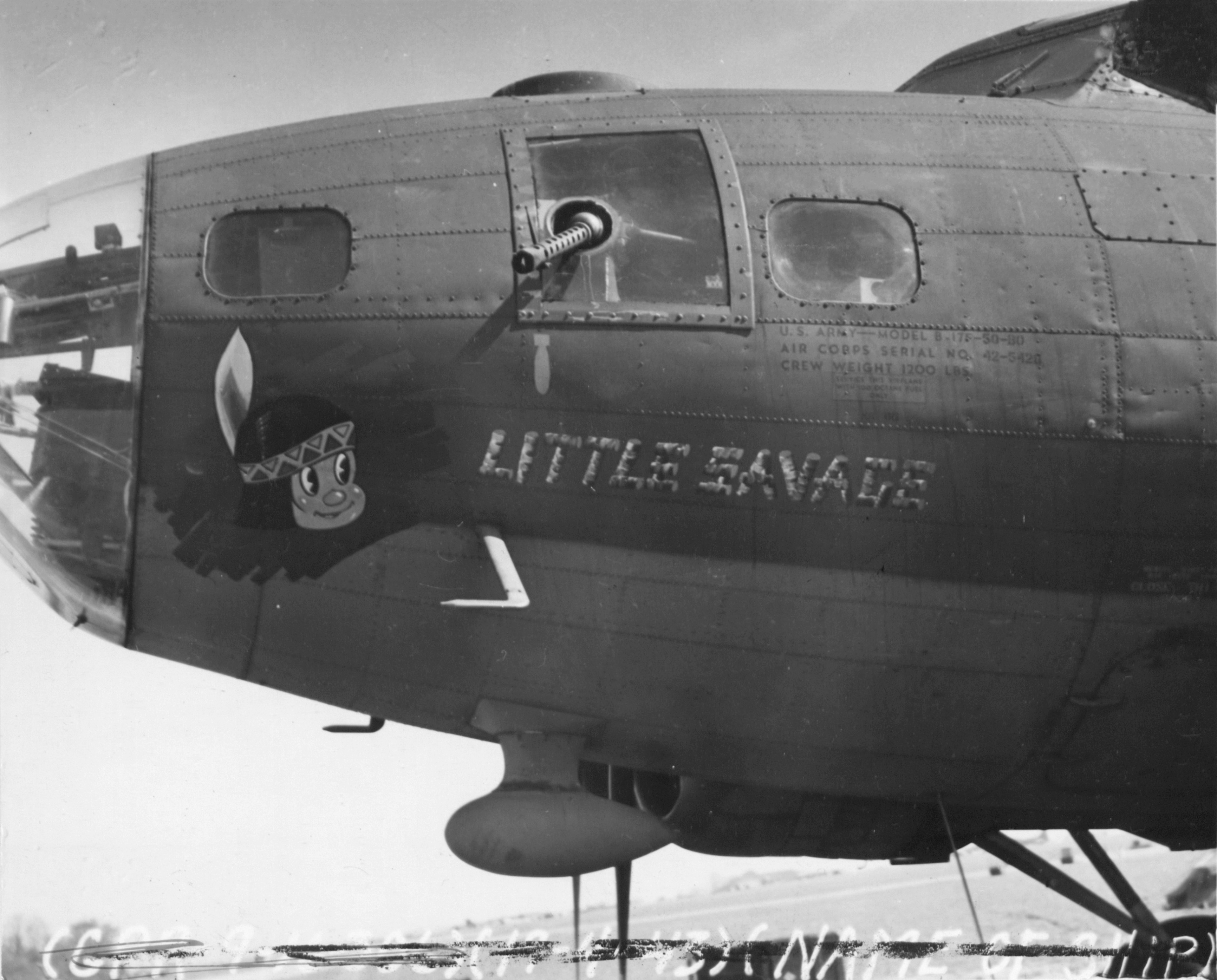 42-5420 B-17F Fortress 12AF 306BG352BS Little Savage nose art 19th Apr 1943 NA621