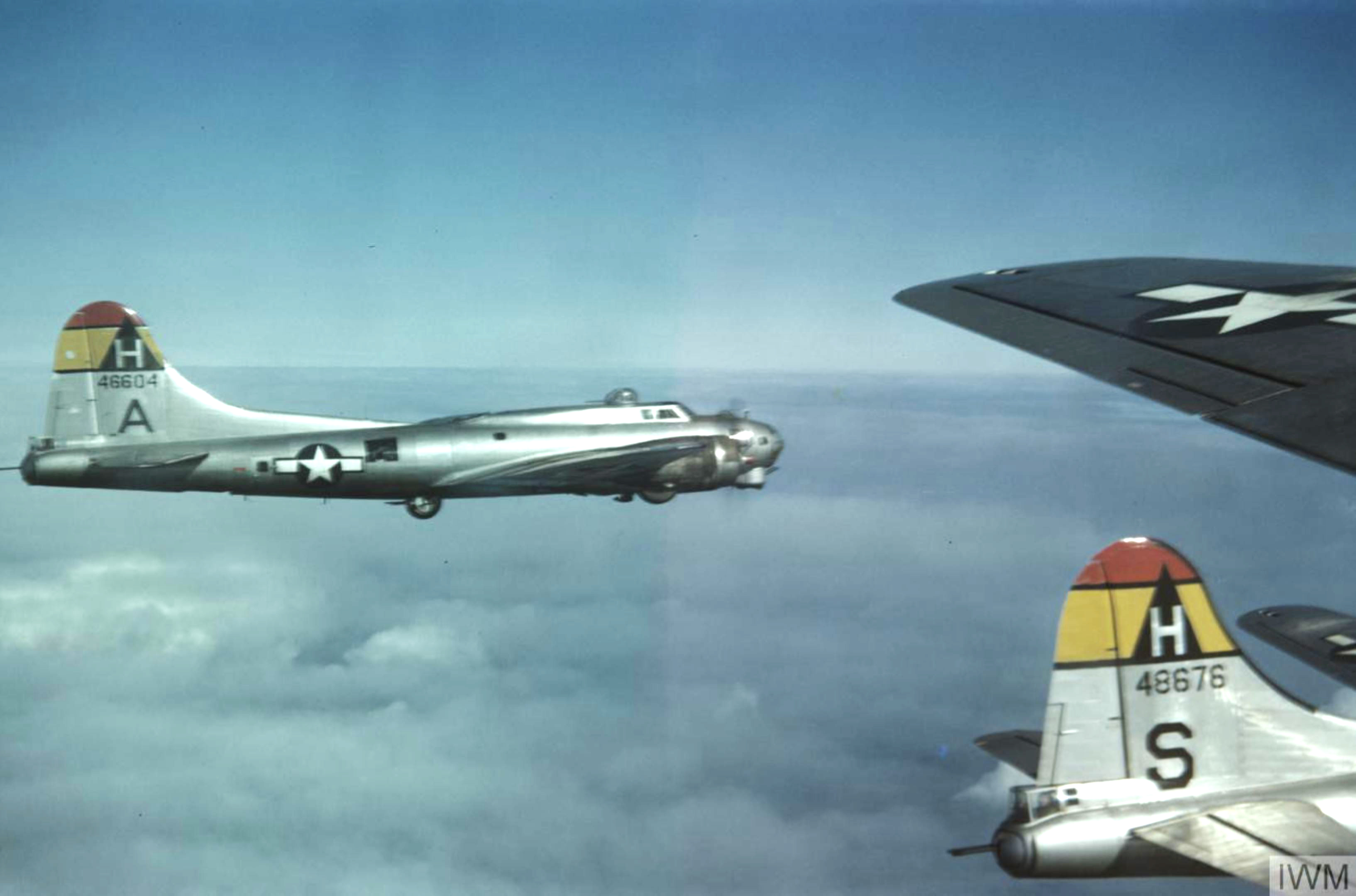 44-6604 B-17G Fortress 8AF 306BG367BS GYA in flight with GYS during a mission FRE5934