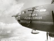 Asisbiz 42 30034 B 17F Fortress 8AF 381BG535BS MSP Chap’s Flying Circus nose art at Ridgewell 8th Aug 1943 NA415
