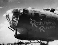 Asisbiz 42 31761 B 17G Fortress 8AF 381BG533BS VPO Rotherhithe’s Revenge nose art at Ridgewell 7th Sep Mar 1944 NA447