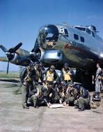 Asisbiz WWII color photo of USAAF 43-37704 B-17G Fortress 8AF 381BG535BS MSJ Button Nose Ridgewell Jun 1944 01
